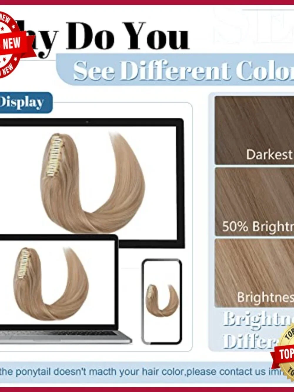 14 Inch Human Hair Ponytail Extension Clip in Long Straight 105g